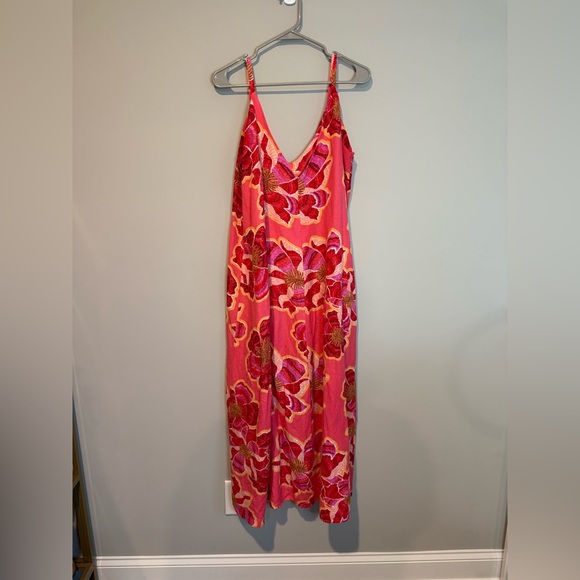 LOFT Textured Floral Linen Blend Strappy Maxi Dress - Picture 5 of 11